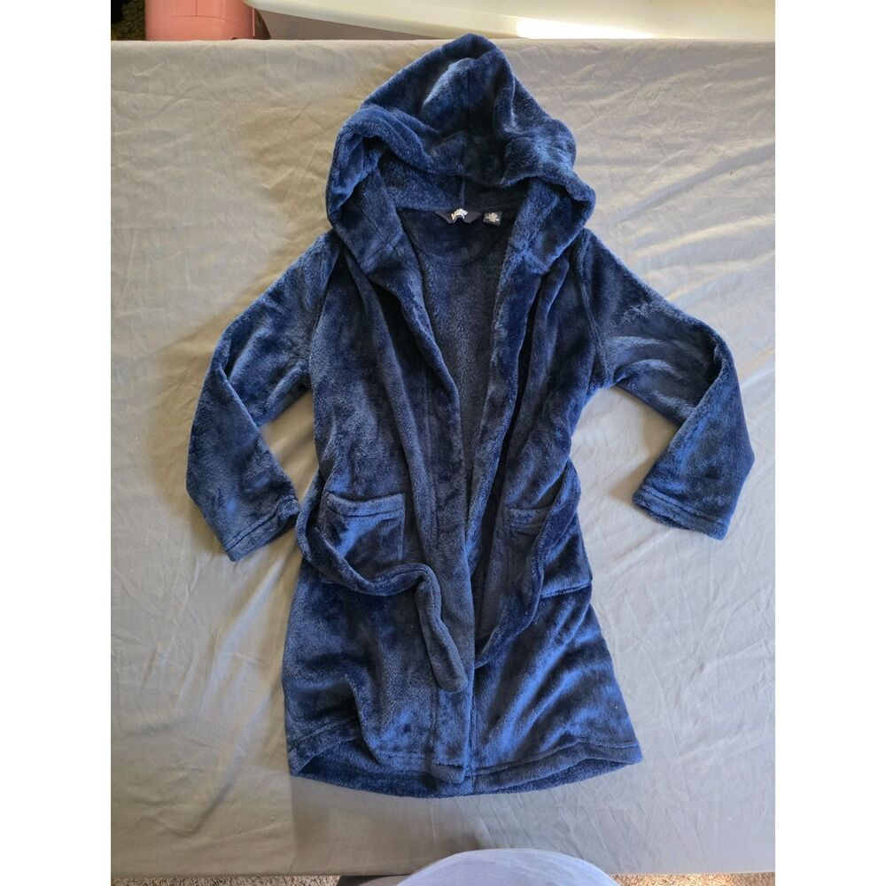 Lands' End Kids Navy Blue Plush Hooded Robe - Size 6 (New Without Tags)
